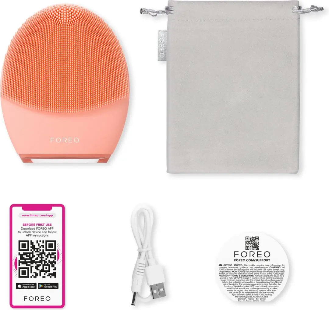 FOREO LUNA 4 Gezichtsreiniger & Massageapparaat - 16 Snelheden - Peach