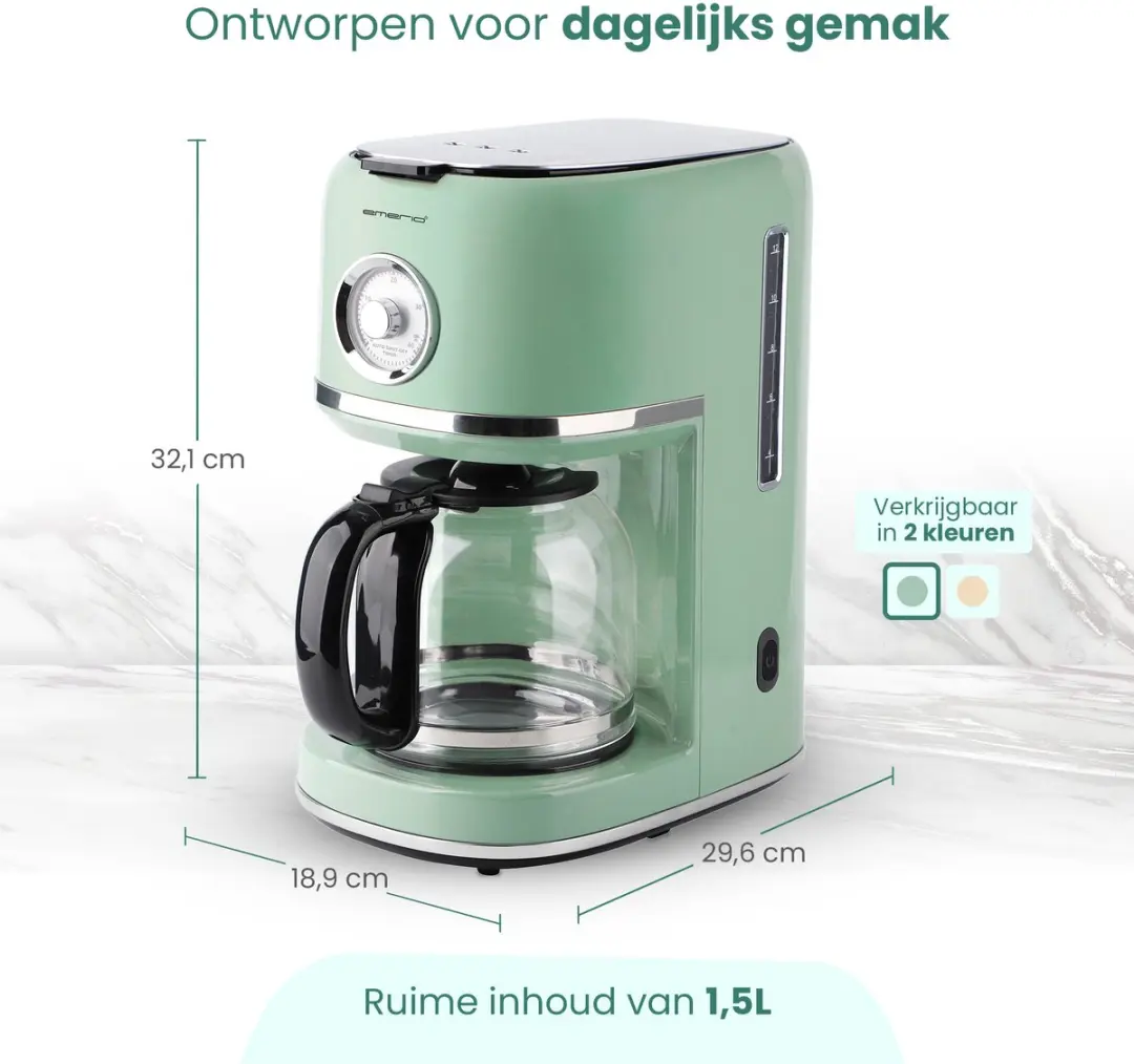 Emerio Retro Koffiezetapparaat CME-133280 - 1.5L - Groen