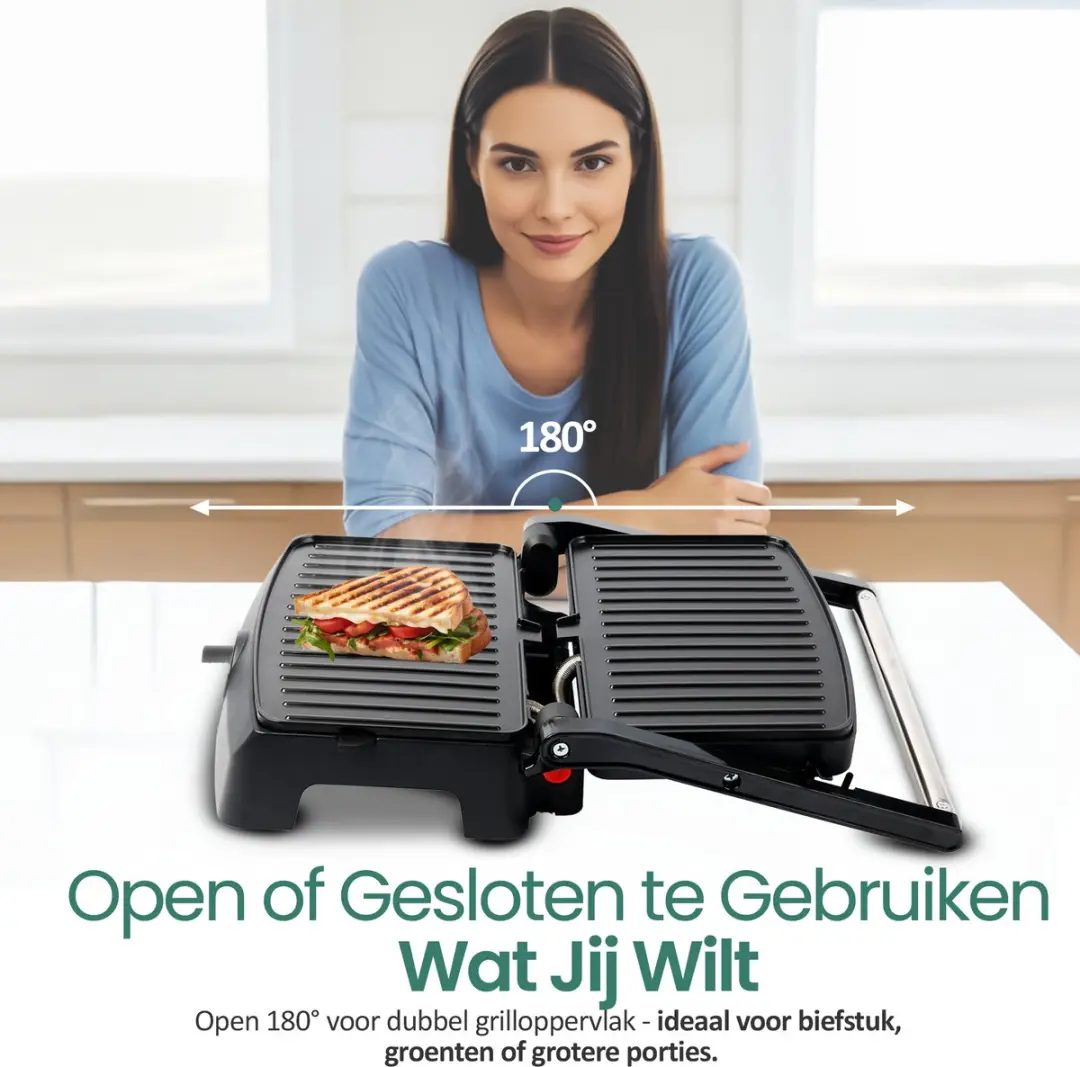 Emerio CG-130861 Contactgrill - 750W - 23x14,5cm - Zwart/RVS