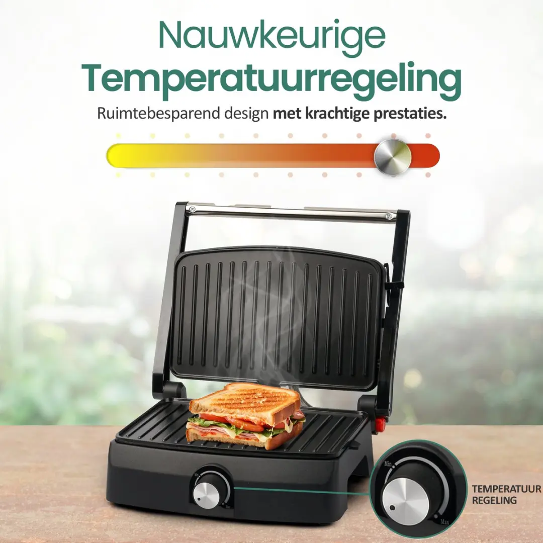 Emerio CG-130861 Contactgrill - 750W - 23x14,5cm - Zwart/RVS