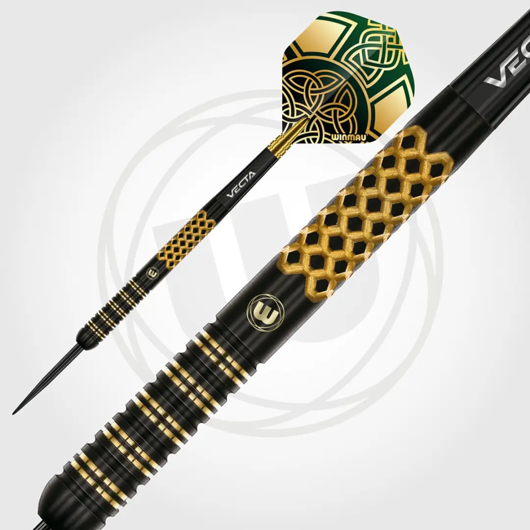 Winmau Brendan Dolan V2 Dartpijlen - 3 Stuks - Zwart/Goud