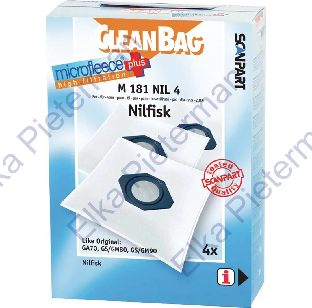 Cleanbag Stofzuigerzakken M 181 NIL - 4 Stuks - o.a. Nilfisk