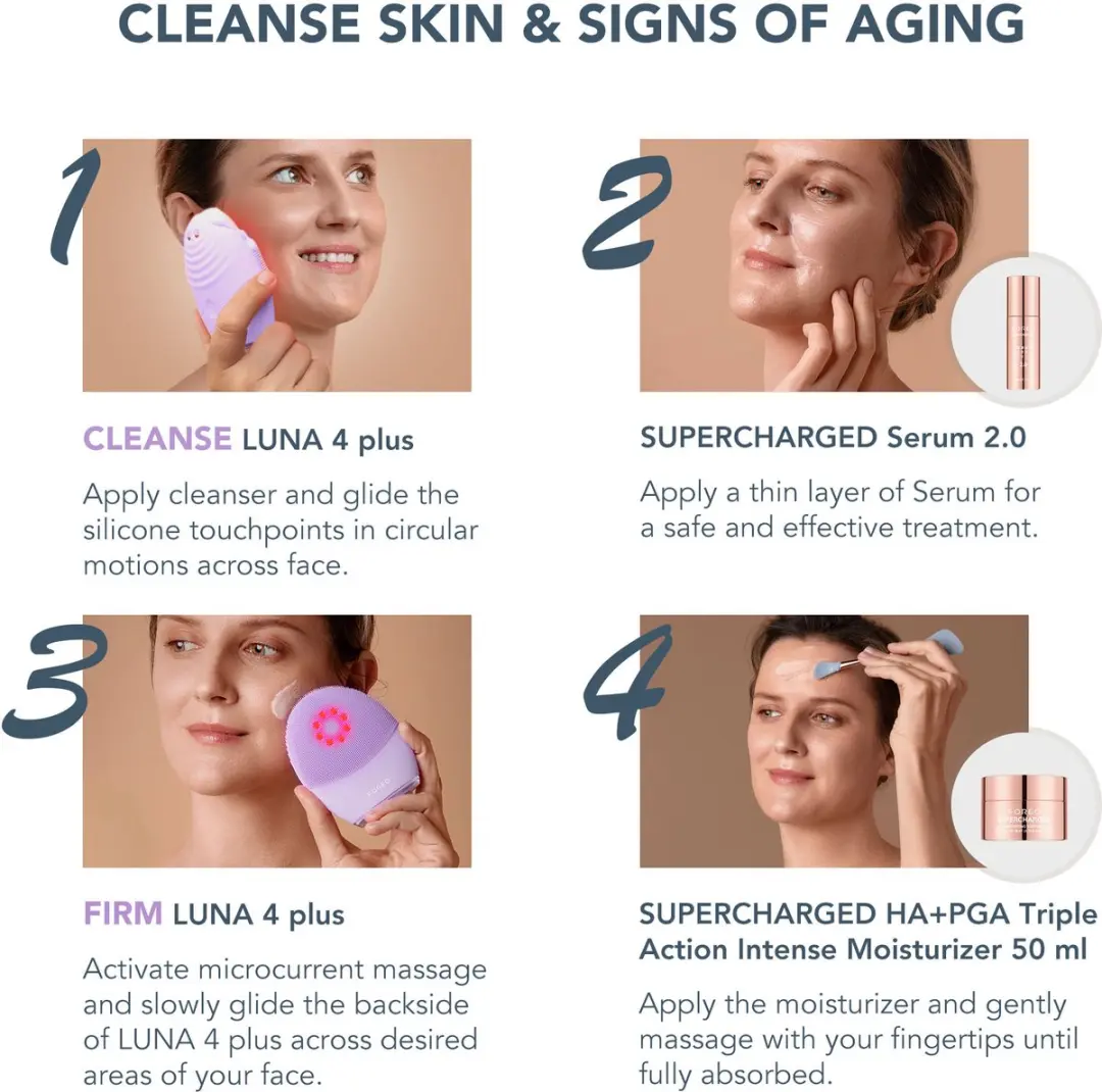 FOREO Luna 4 Plus Gezichtsborstel - NIR & Microcurrent - Roze - 3 Stuks