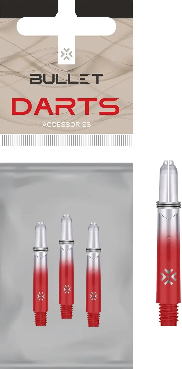 Bullet Shafts 35mm TT - Rood Clear - 3 Stuks