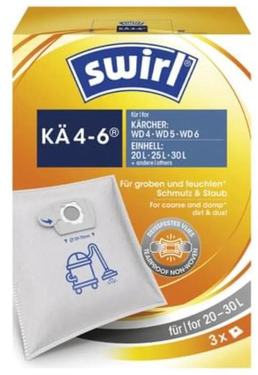 Swirl KÄ4-6 Stofzuigerzakken - 3 Stuks - o.a. Kärcher WD4/WD5/WD6 - afbeelding 6 van 6