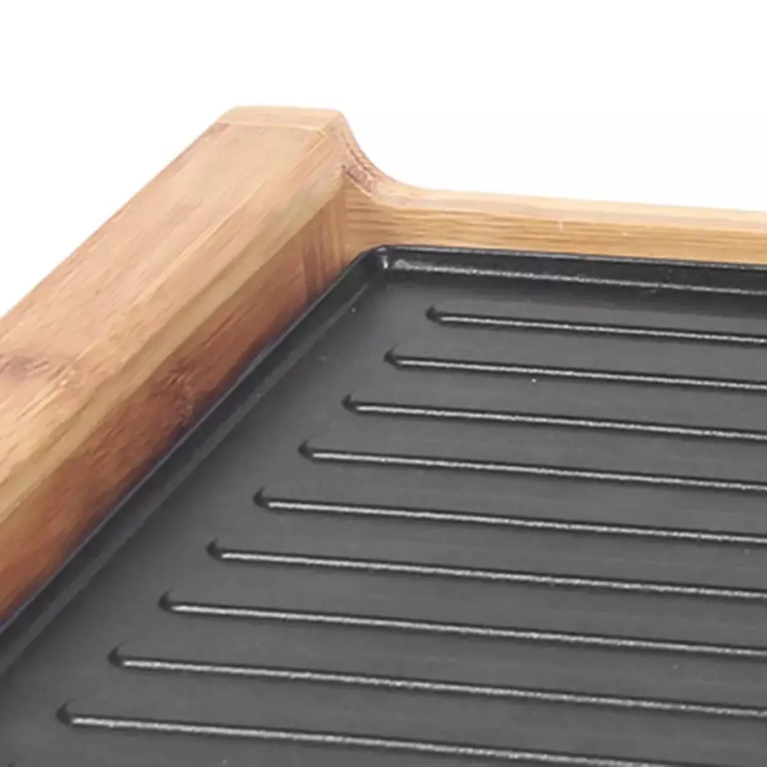 Emerio TG-110281.1 Bak- en grillplaat 1500W - 46x23cm - Houtkleur/Zwart