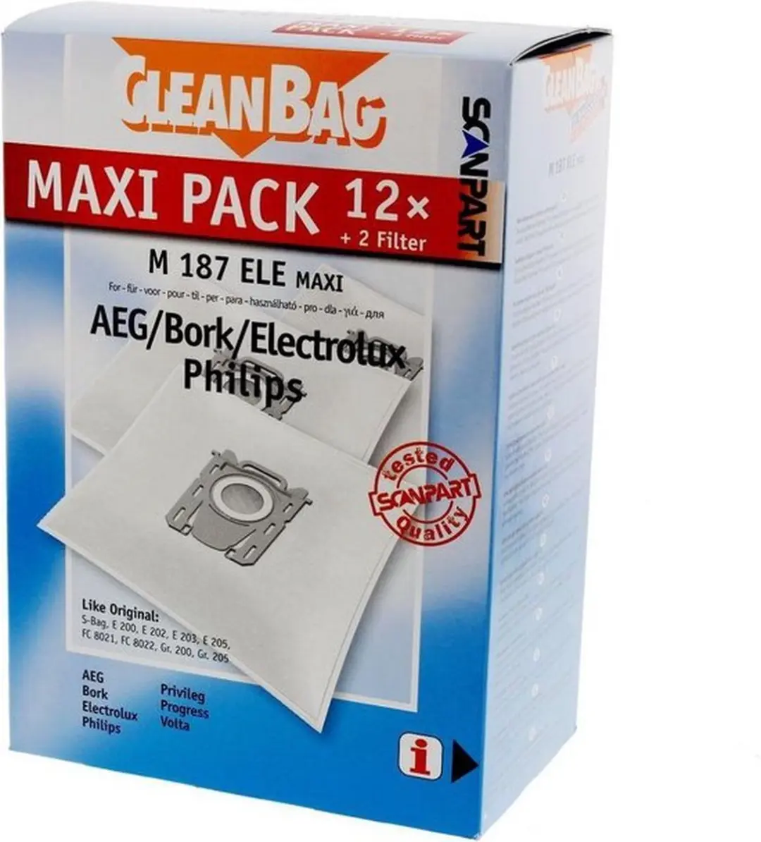 Cleanbag M187 ELE MAXI Stofzuigerzakken - 12 Stuks - o.a. AEG/Electrolux/Philips - afbeelding 6 van 6