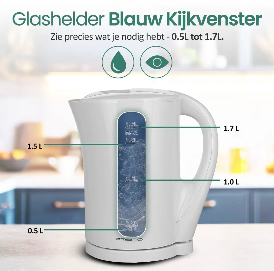 Emerio Waterkoker WK-123483.1 2200W - 1.7L - Wit - afbeelding 6 van 6