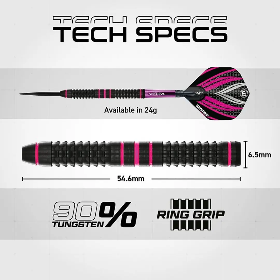 Winmau Team 360 Rebecca Allen Dartpijlen - 3 Stuks - Zwart/Rose - afbeelding 6 van 6