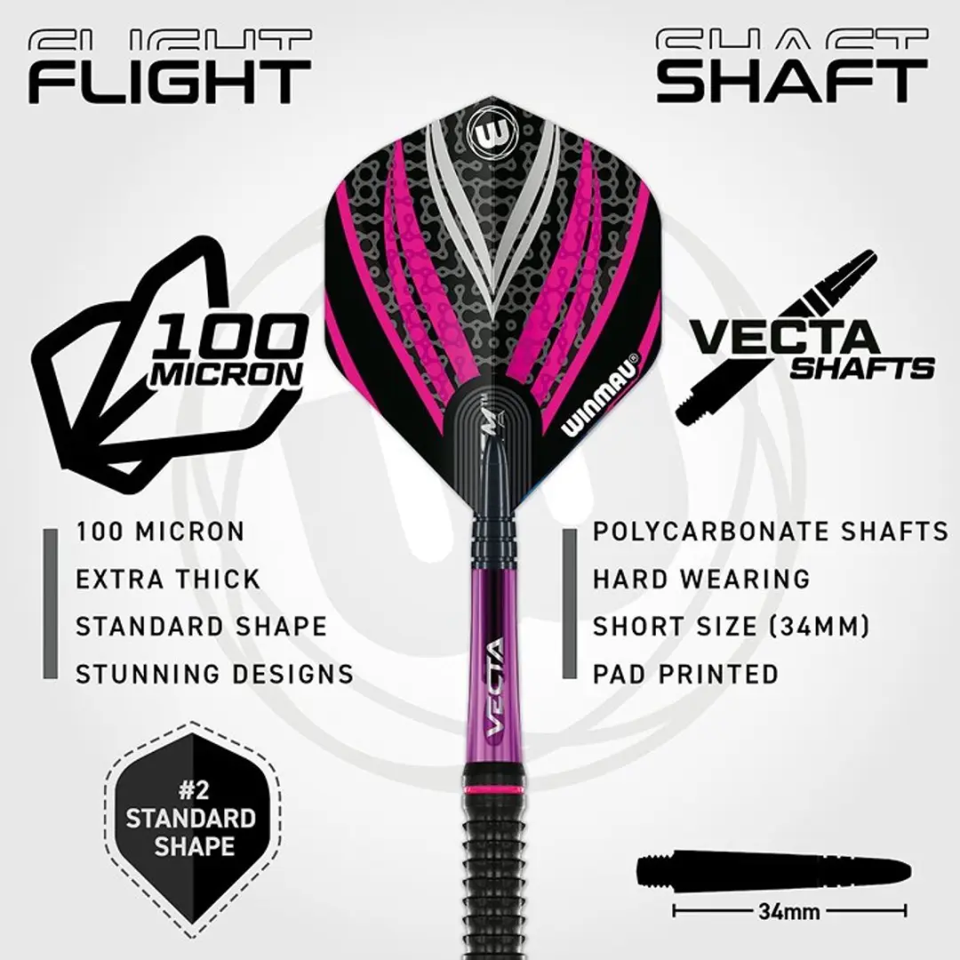 Winmau Team 360 Rebecca Allen Dartpijlen - 3 Stuks - Zwart/Rose