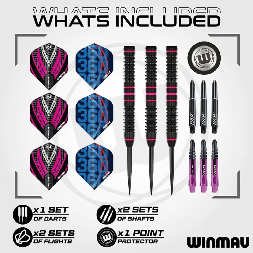 Winmau Team 360 Rebecca Allen Dartpijlen - 3 Stuks - Zwart/Rose