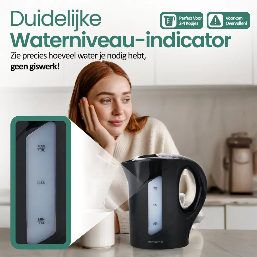 Emerio Waterkoker WK-121616.1 2200W - 1L - Zwart - afbeelding 6 van 6