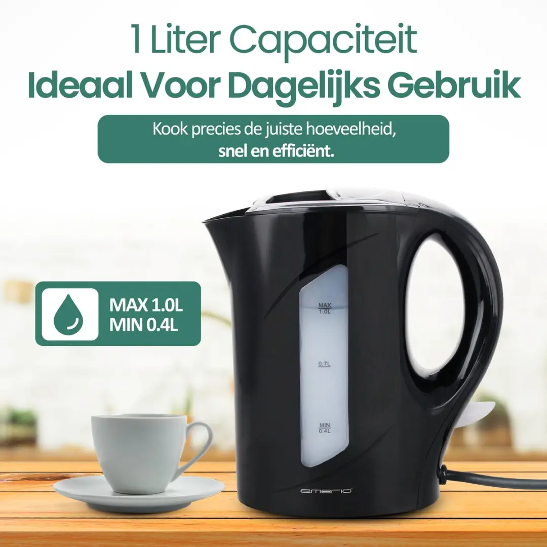 Emerio Waterkoker WK-121616.1 2200W - 1L - Zwart