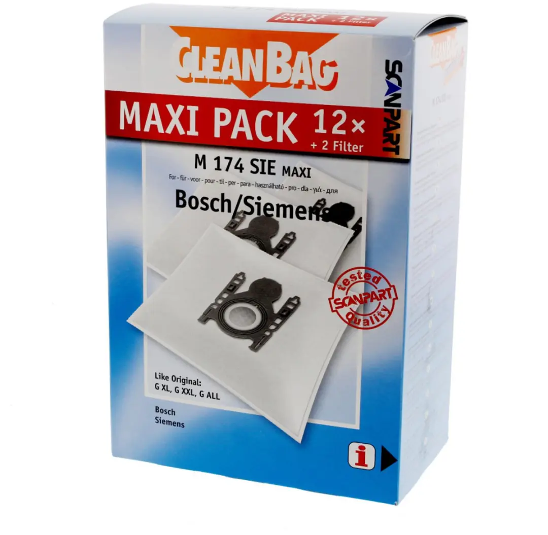 Cleanbag Stofzuigerzakken M 174 SIE MAXI - 12 Stuks - o.a. Bosch/Siemens