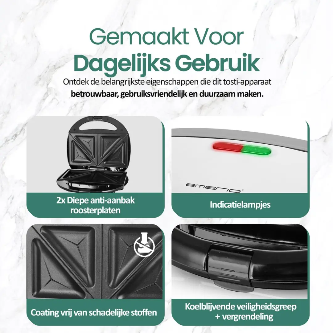 Emerio ST-120889 Tostiapparaat 750W - 2 Platen - Zwart