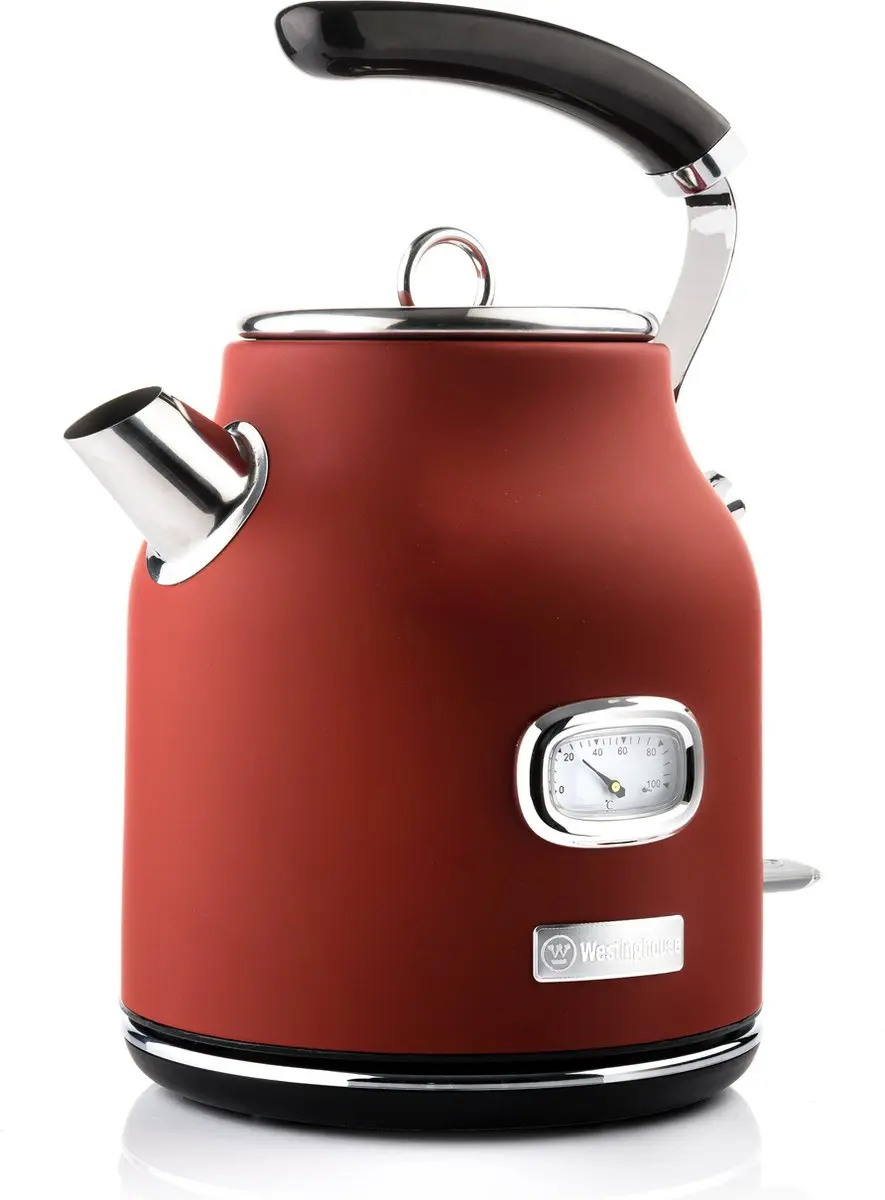 Westinghouse Retro Waterkoker 1,7L + Broodrooster 4 Sneden - Rood