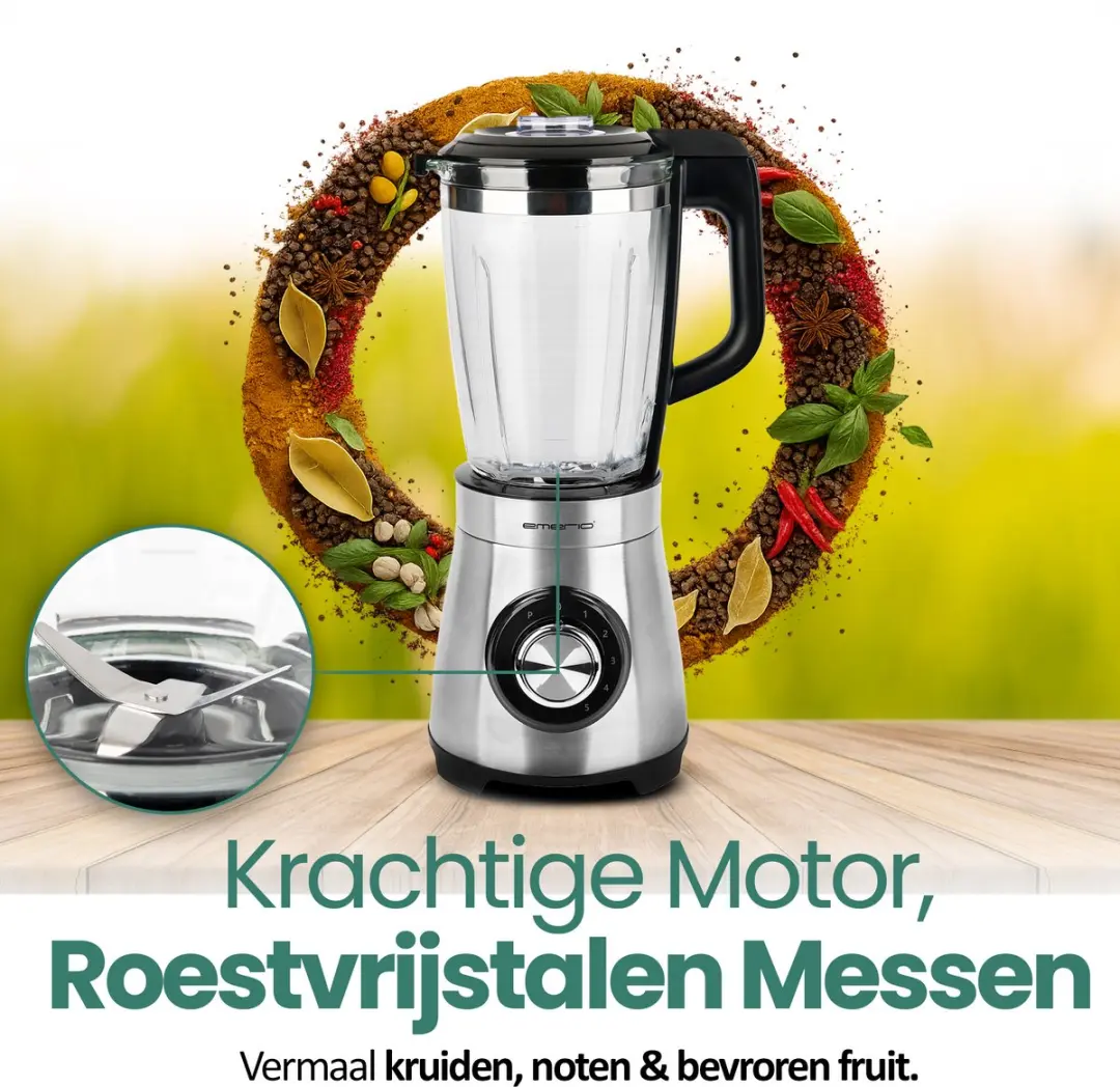 Emerio Blender BL-126794 1.75L - 1000W - 5 Snelheden - Zwart - afbeelding 6 van 6