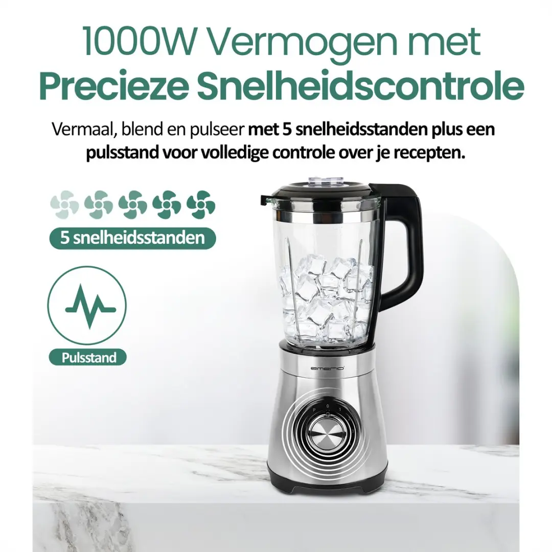 Emerio Blender BL-126794 1.75L - 1000W - 5 Snelheden - Zwart