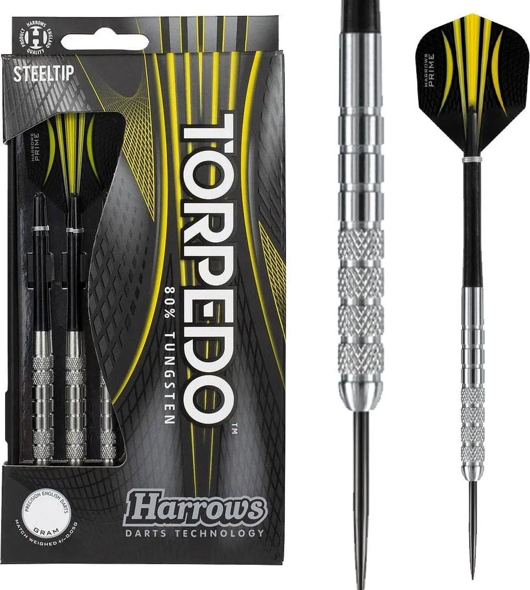 Harrows Torpedo 80% Tungsten 26g - 3 Stuks - Zwart/Geel