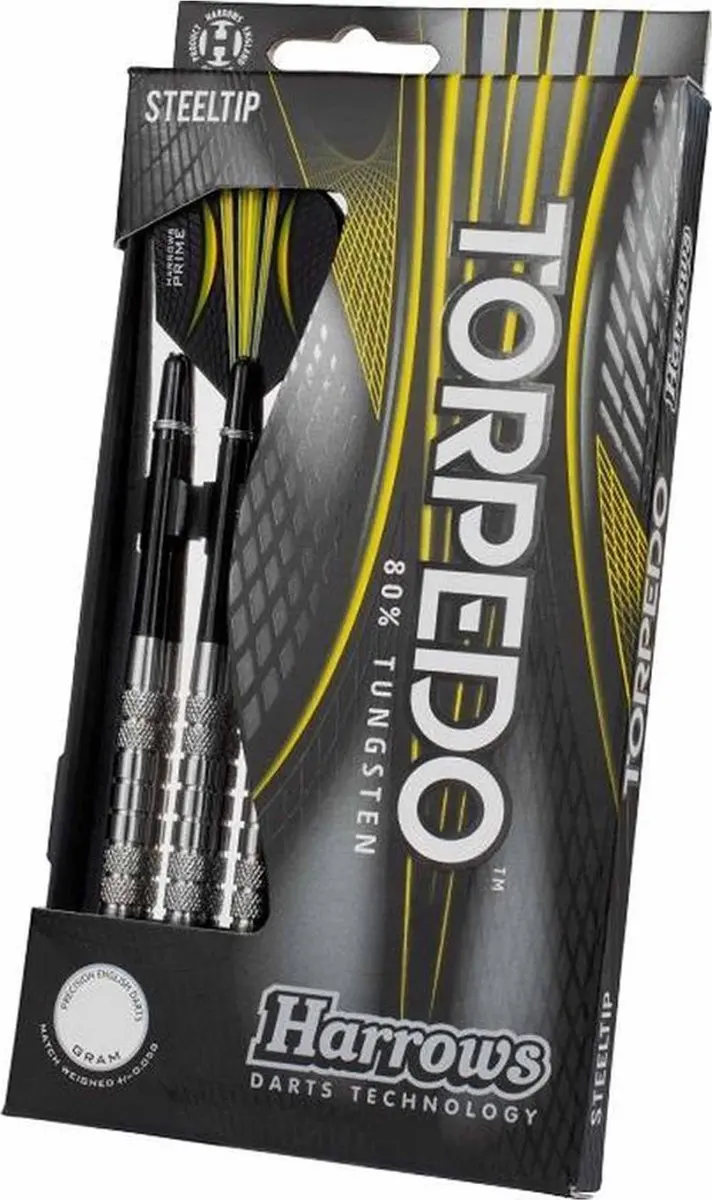 Harrows Torpedo 80% Tungsten 26g - 3 Stuks - Zwart/Geel