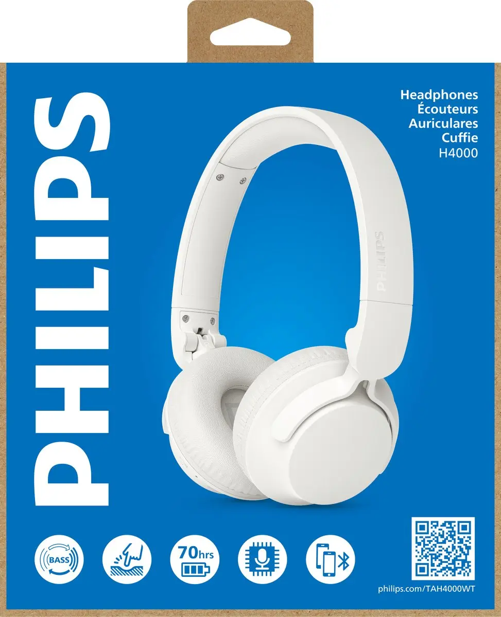 Philips TAH4000 Draadloze On-Ear Hoofdtelefoon - 70u - Bluetooth 6.0 - Wit - afbeelding 6 van 6