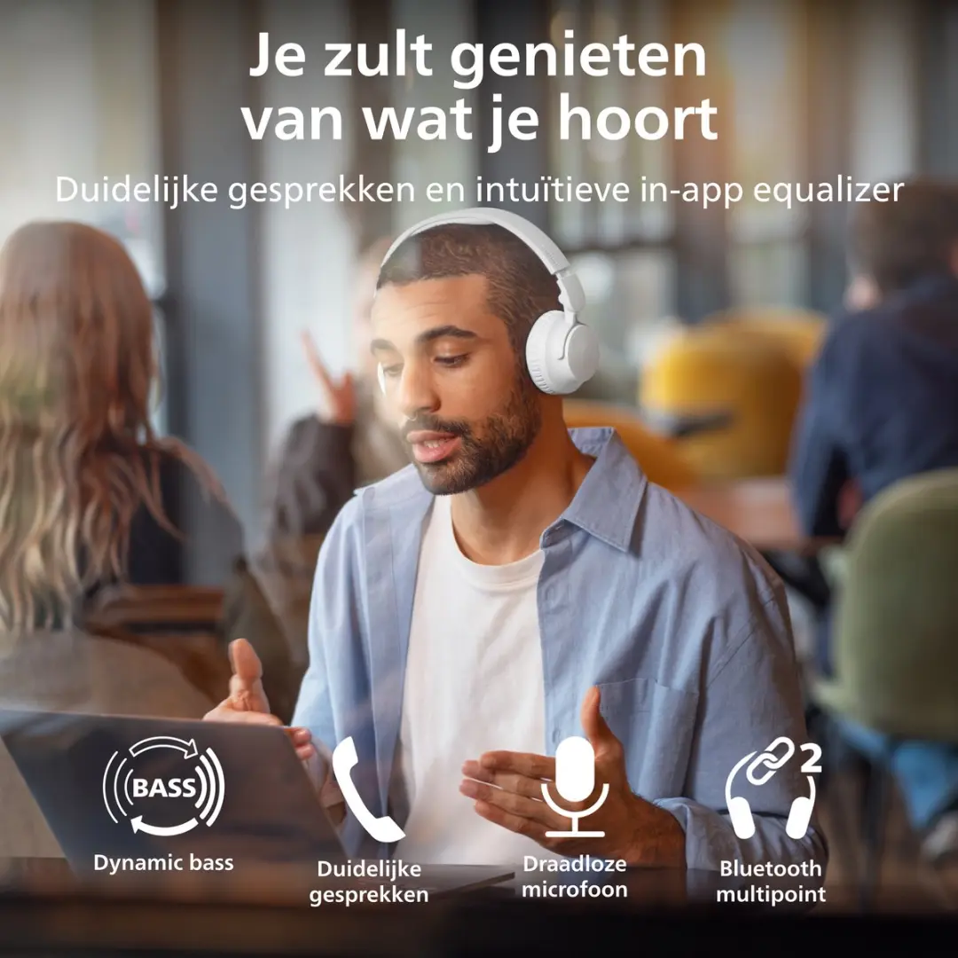 Philips TAH4000 Draadloze On-Ear Hoofdtelefoon - 70u - Bluetooth 6.0 - Wit