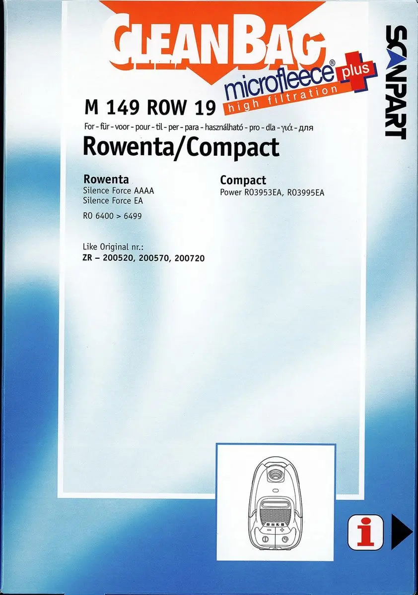 Cleanbag Stofzuigerzakken 4 Stuks - o.a. Rowenta Compact Power