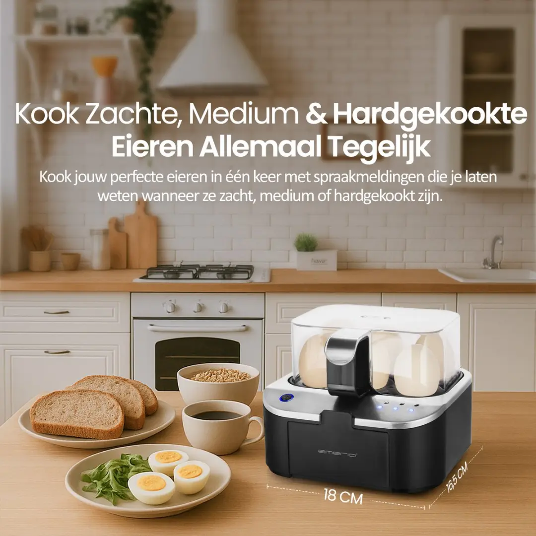 Emerio Smart Eierkoker EB-123177.12 - 6 Eieren - 400W - Zwart