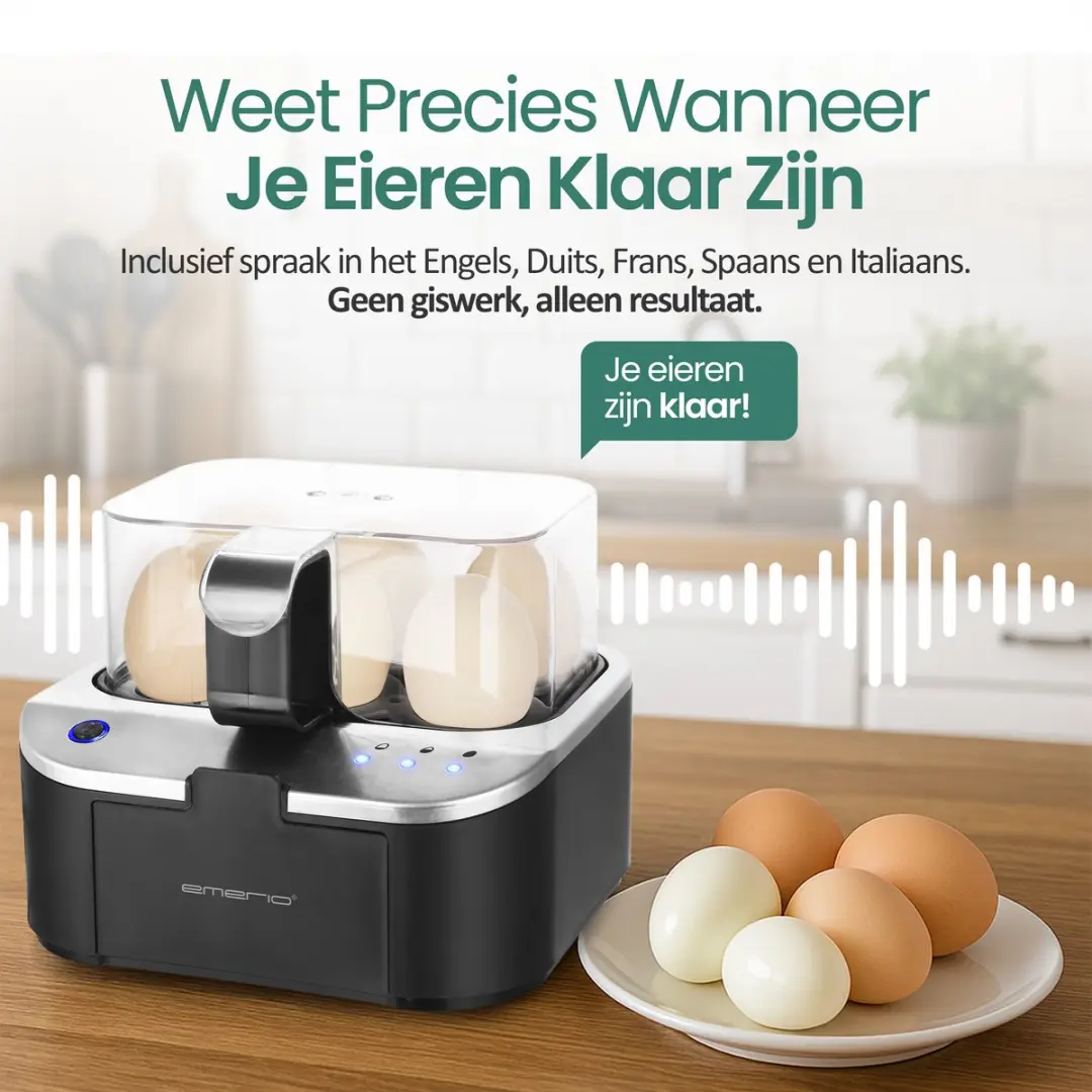 Emerio Smart Eierkoker EB-123177.12 - 6 Eieren - 400W - Zwart