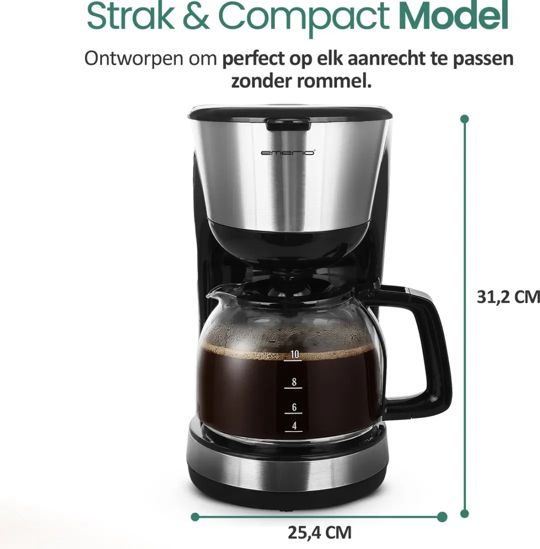 Emerio CME-122933 Koffiezetapparaat 1,25L - 12 Kopjes - 1000W - Zwart