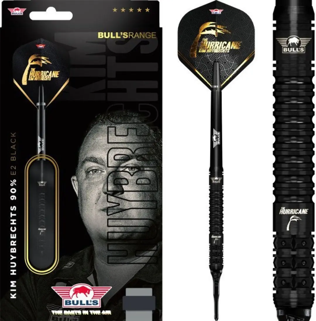 Bull's Kim Huybrechts E2 Full Black Soft Tip Dartpijlen