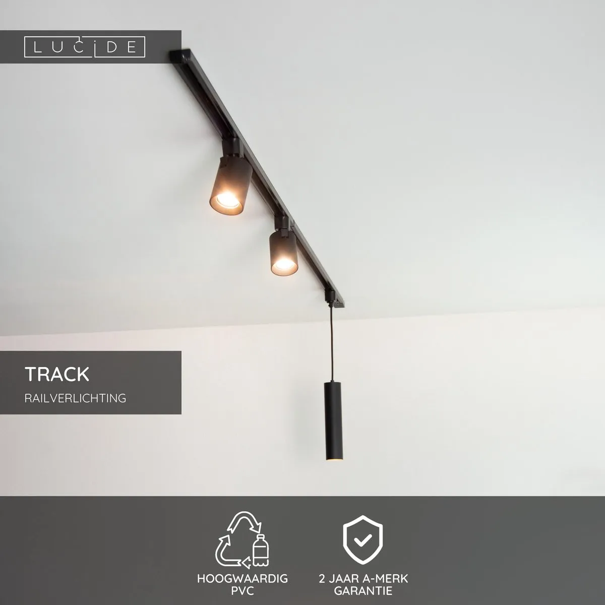 Lucide TRACK Opbouwrail 1-fase 1m - Zwart