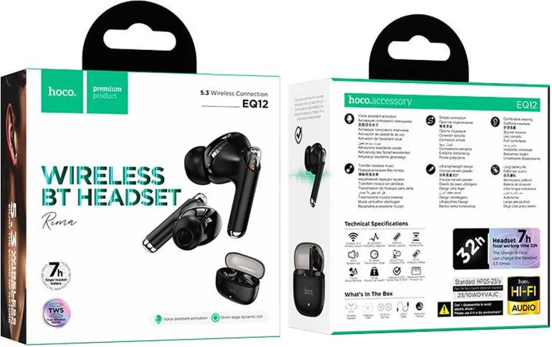 Hoco Pro EQ12B Draadloze Oordopjes - Noise Cancelling - Zwart