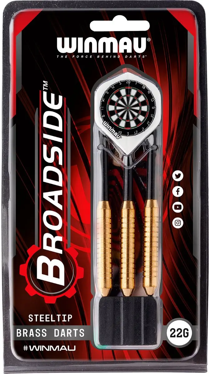 Winmau Broadside Steeltip Darts 22g - Goud - 2 Stuks