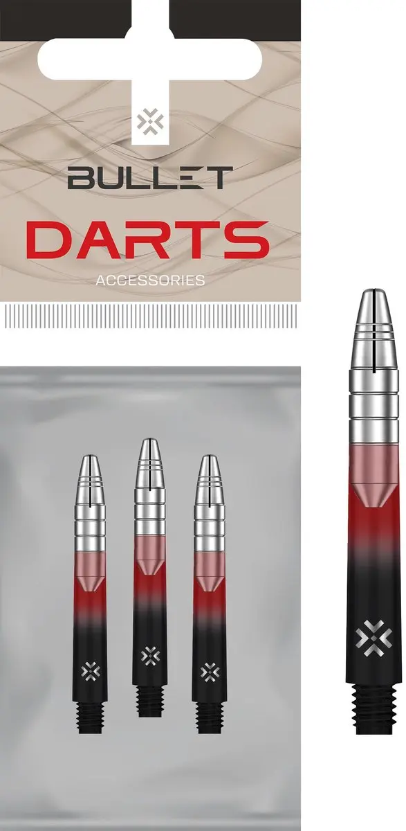 Bullet Shaft Alu HD 48mm - Rood/Zwart/Silver - 3 Stuks