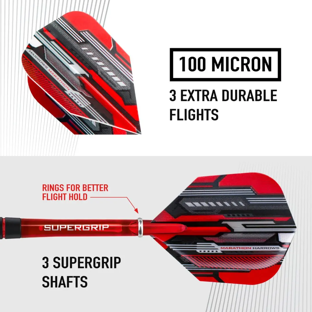 Harrows Ace Rubbergrip 26g - Zwart/Rood