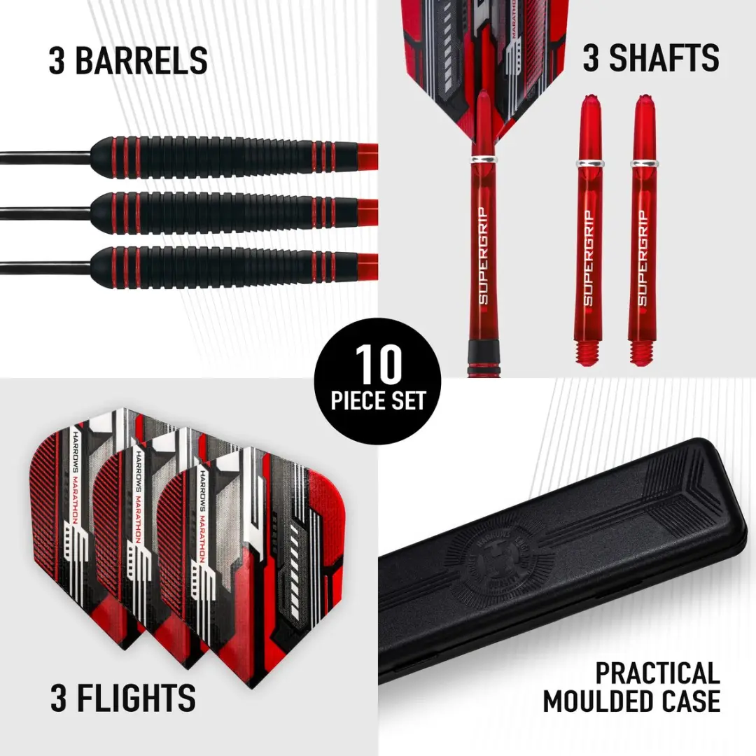 Harrows Ace Rubbergrip 26g - Zwart/Rood