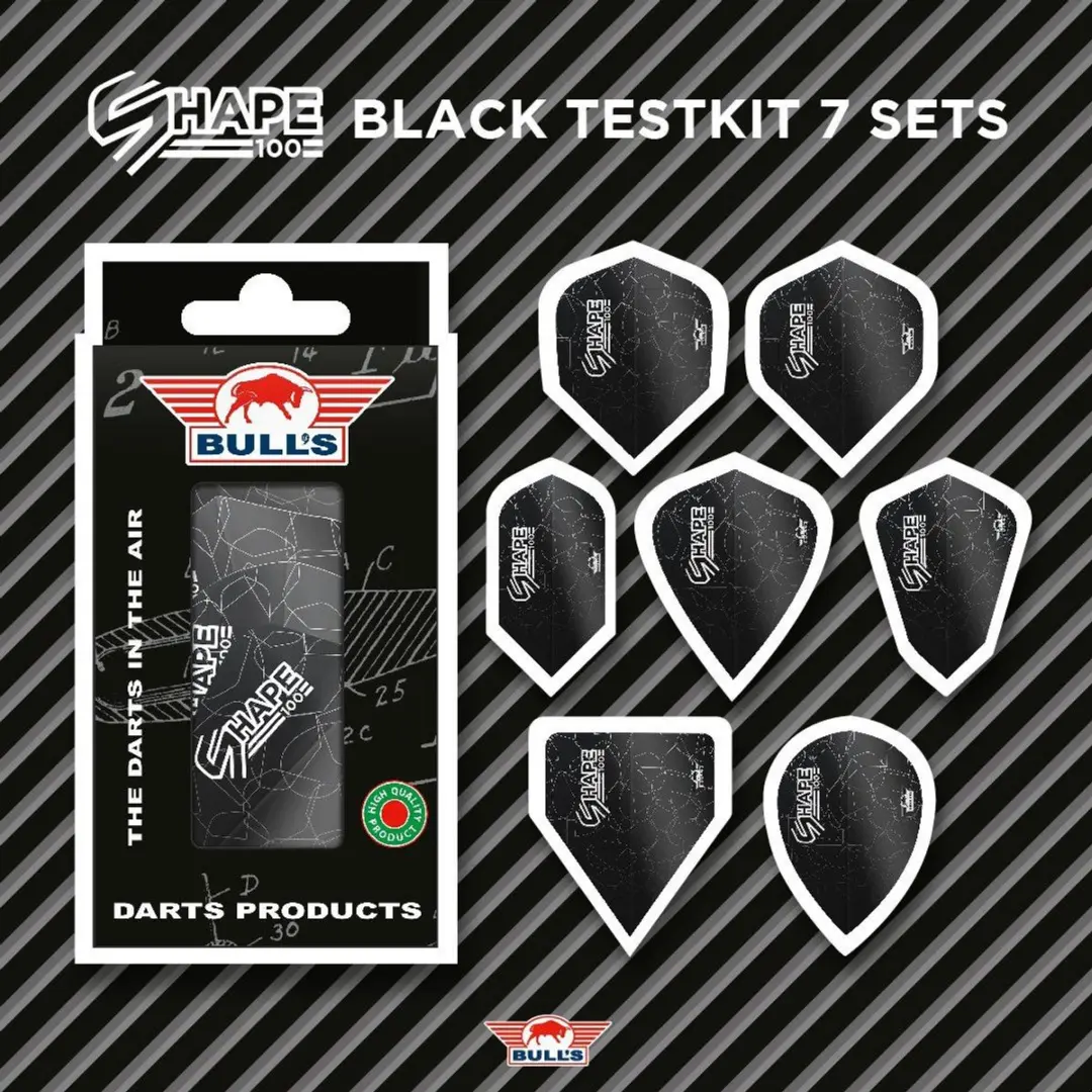 Bull's Flight Shape Testkit BU-52200 Dart Flights - 3 Stuks - Zwart