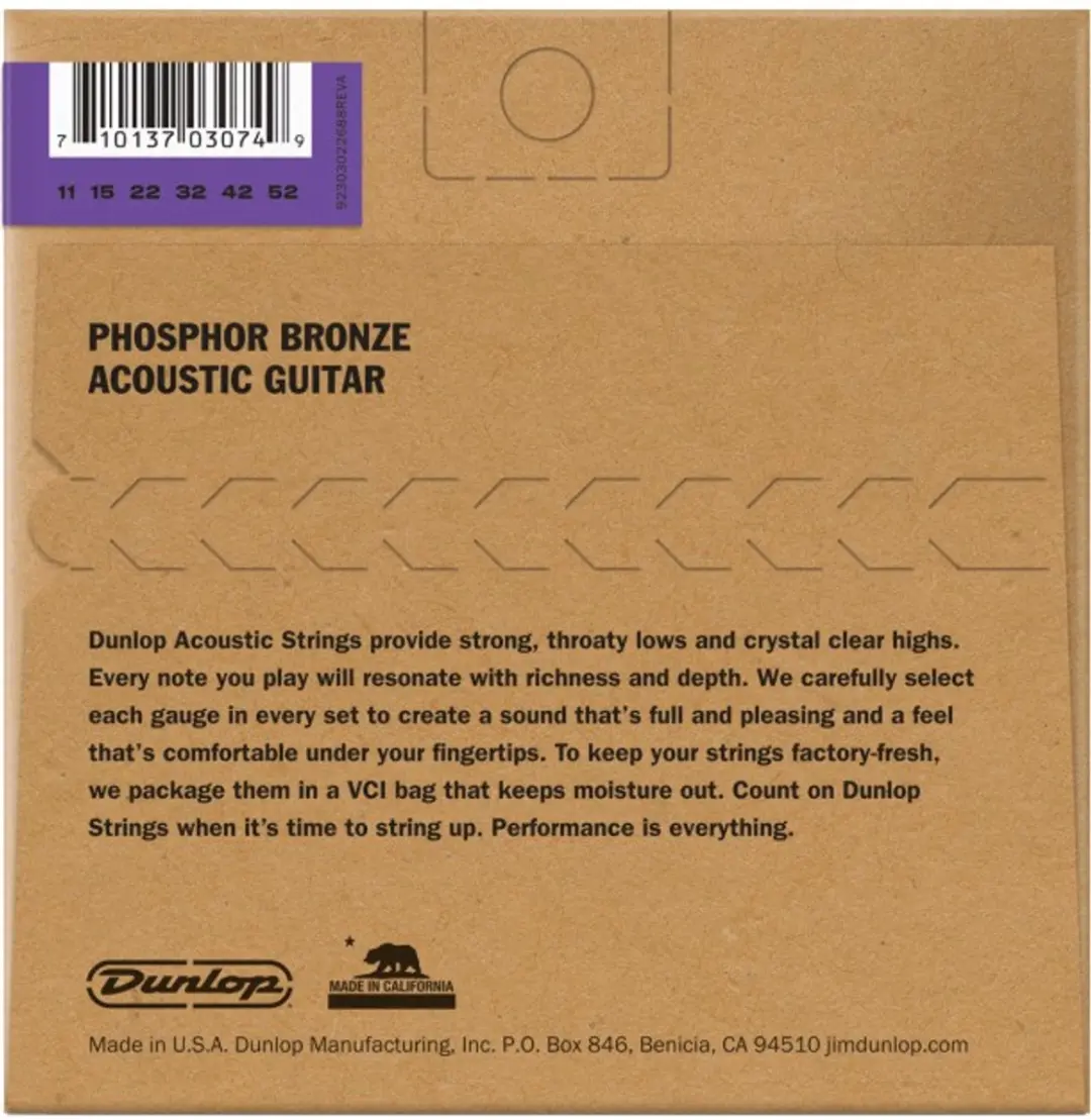 Dunlop Acoustic Medium Light Snaren 11-52 - 6 Stuks - Bronze