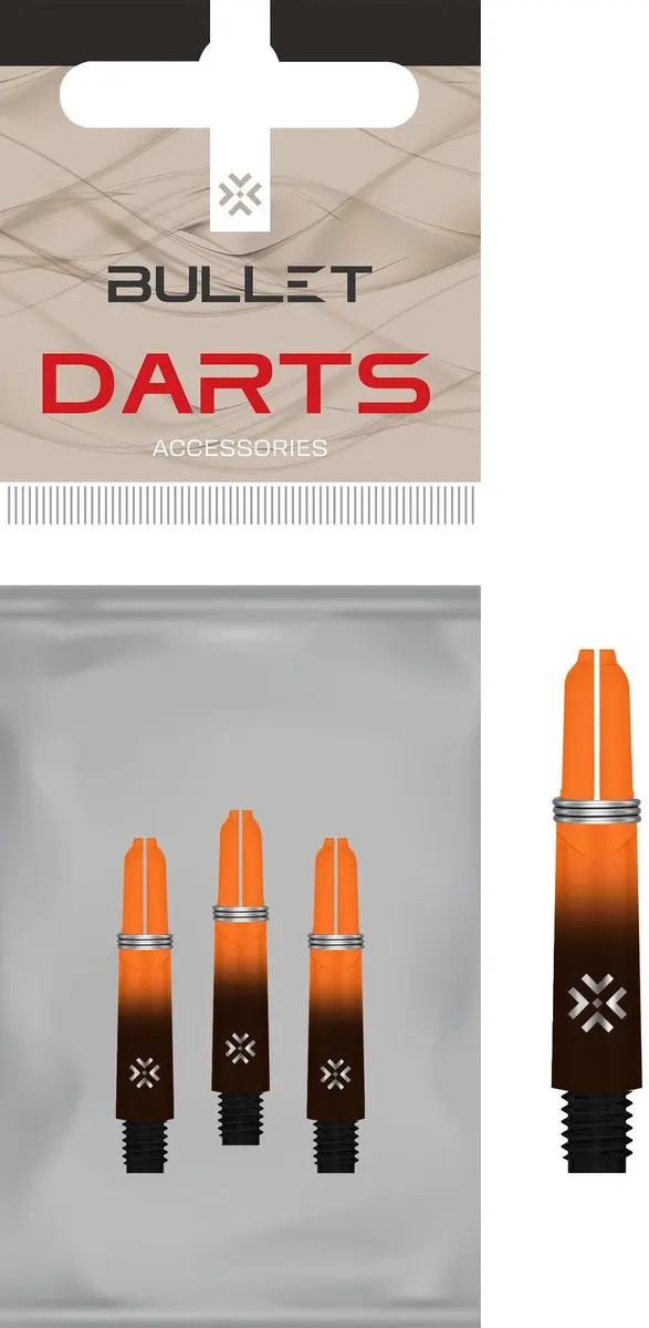 Bullet Shafts 28mm - 3 Stuks - Zwart/Oranje