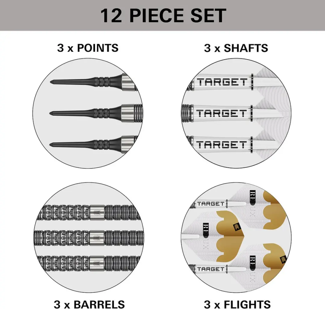 Target Redux 10 90% Darts - 3 Stuks - Zilver/Zwart