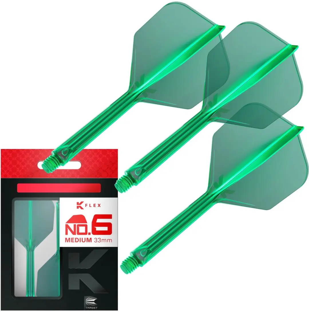 Target Darts K Flex Geïntegreerde Flights & Shafts No.6 33mm Groen