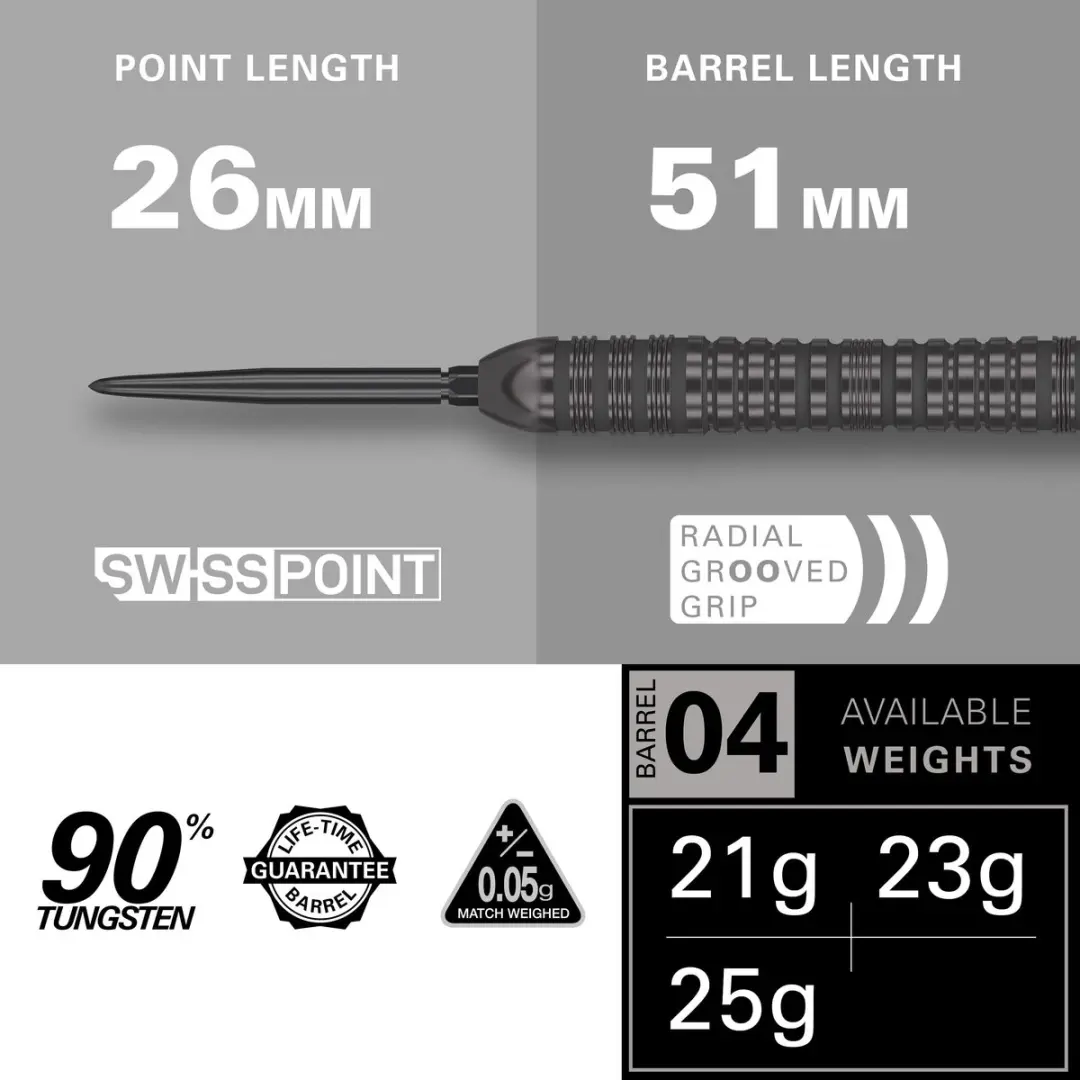 Target Darts Bolide Void Steel Tip 25G - 3 Stuks - Barrel 04 - 90% Tungsten