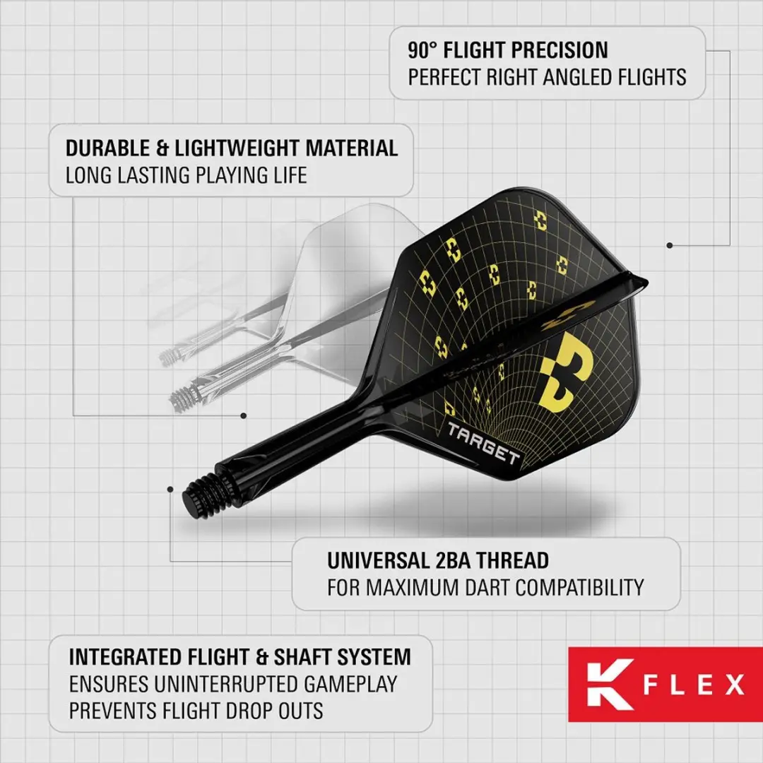 Target K-Flex Bolide NO6 Dart Flights - 3 Stuks - Geel/Zwart