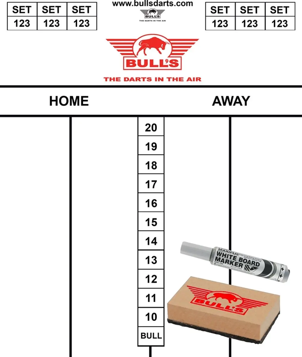 Bull's Dart Schrijfbord Set 35x25cm