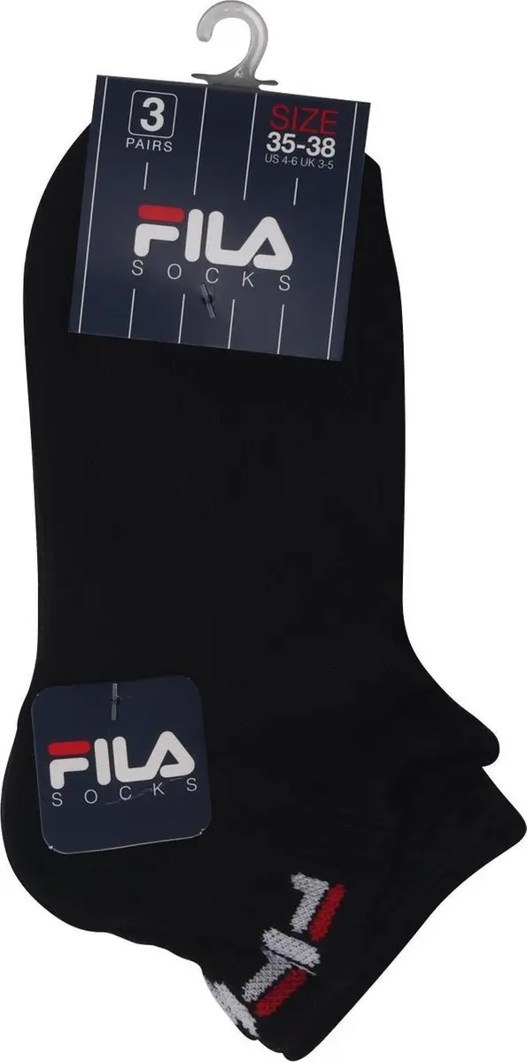 Fila Ankle Socks 3-Pack - 6 Paar - Maat 35-38 - Zwart