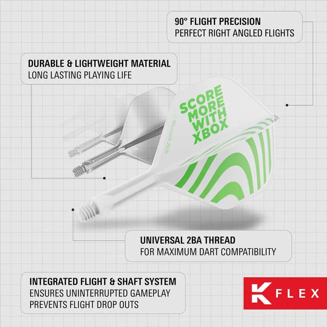 Target Xbox K-Flex NO6 Dart Flights - 3 Stuks - Groen/Wit
