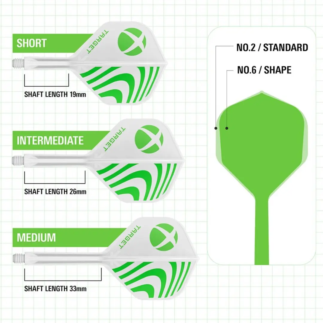 Target Xbox K-Flex NO6 Dart Flights - 3 Stuks - Groen/Wit