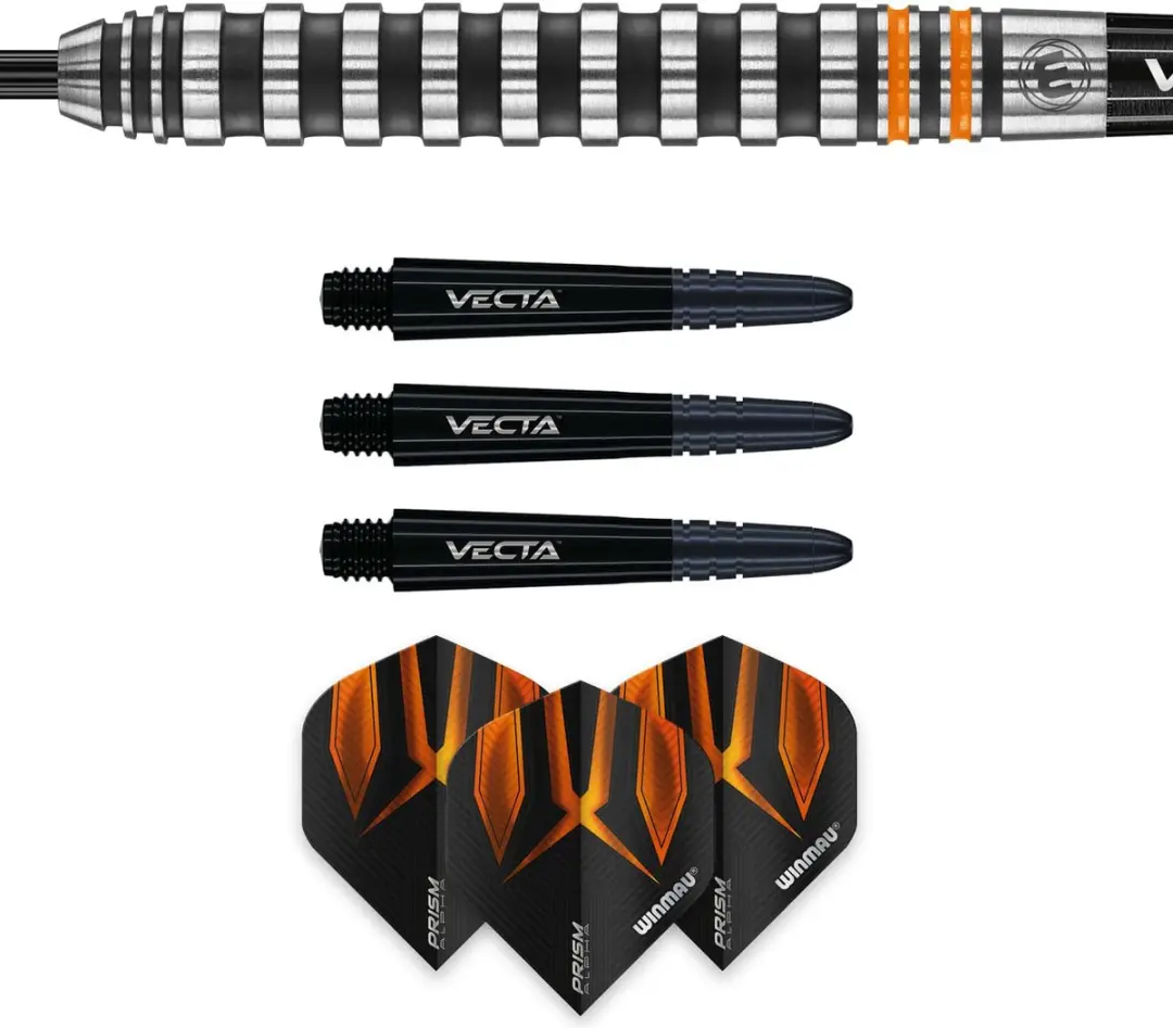 Winmau Fury Dartpijlen 28g - 3 Stuks - Zwart/Zilver
