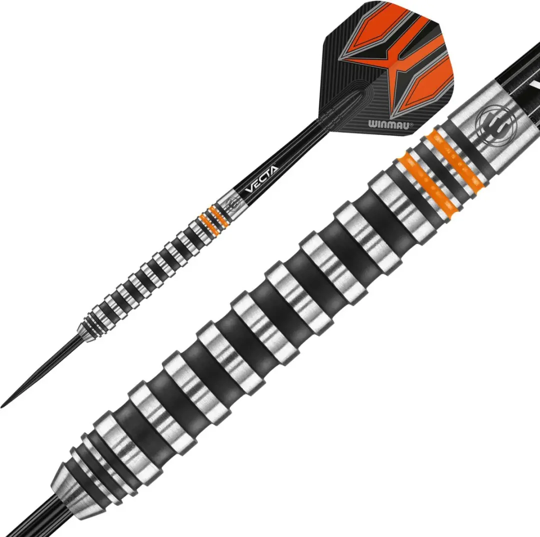 Winmau Fury Dartpijlen 28g - 3 Stuks - Zwart/Zilver